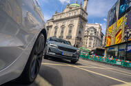 Polestar 2 driving Piccadilly Circus Polestar 2 driving Piccadilly Circus
