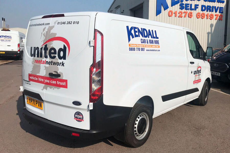 Kendall rental Ford Transit Custom rear quarter