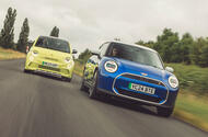Abarth 500e front tracking with Mini Cooper S E
