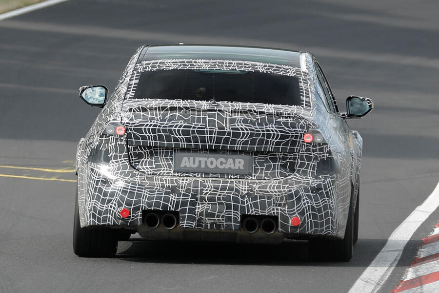 Next petrol BMW M3 petrol at the Nurburgring – rear, showing quad-tip exhaust