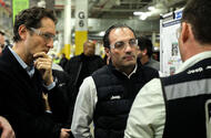 the new ceo antonio filosa together with chairman elkann during a recent visit to a plant 1