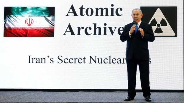 Netanyahu shows documents relating to Iran Nuclear ambitions; Tehran brushes off allegations Netanyahu