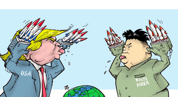 Afbeeldingsresultaat voor cartoon Trump en kim Yong-Un in Singapore