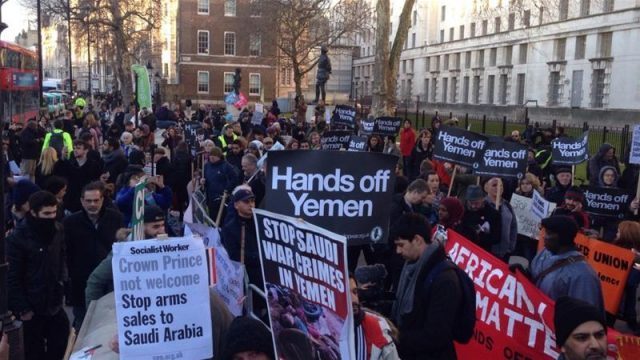 saudi-crown-princes-visit-to-uk-resulted-in-protests-on-yemen-conflict