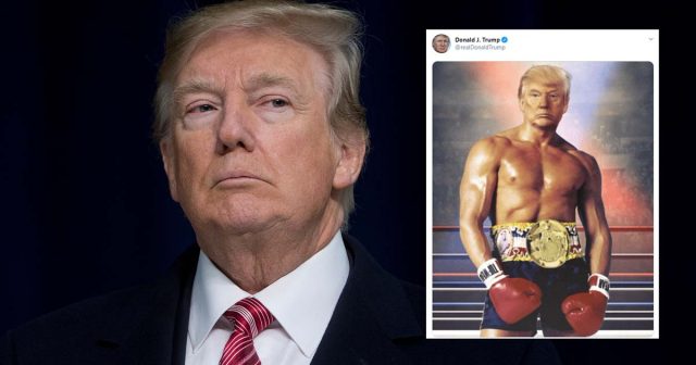 Bizarre body-swap: Trump tweets picture of his head on Rocky's body