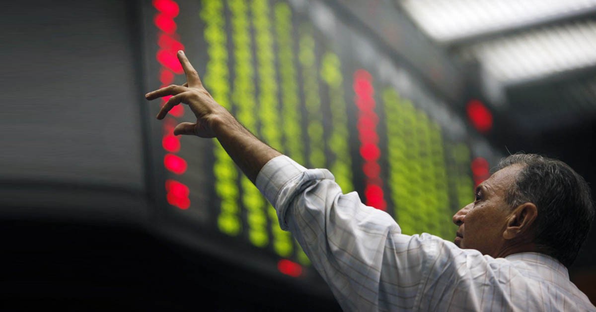 Shows stock market board