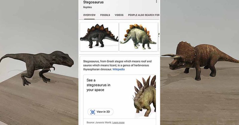 Augmented reality feature by Google brings dinosaurs to the 21st century