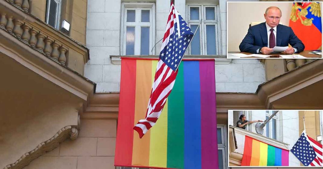 Russia mocks rainbow flag