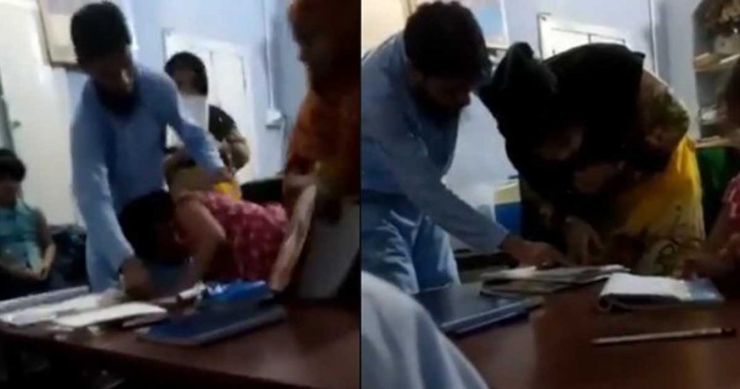 teacher beating girls