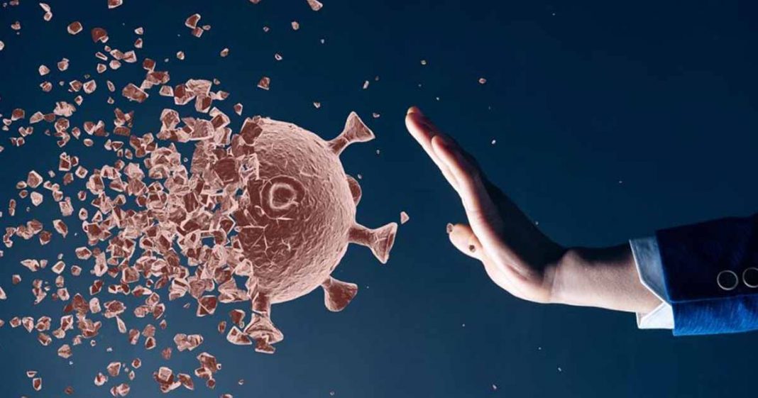 CAA issues notification (shows hand stopping COVID 19)