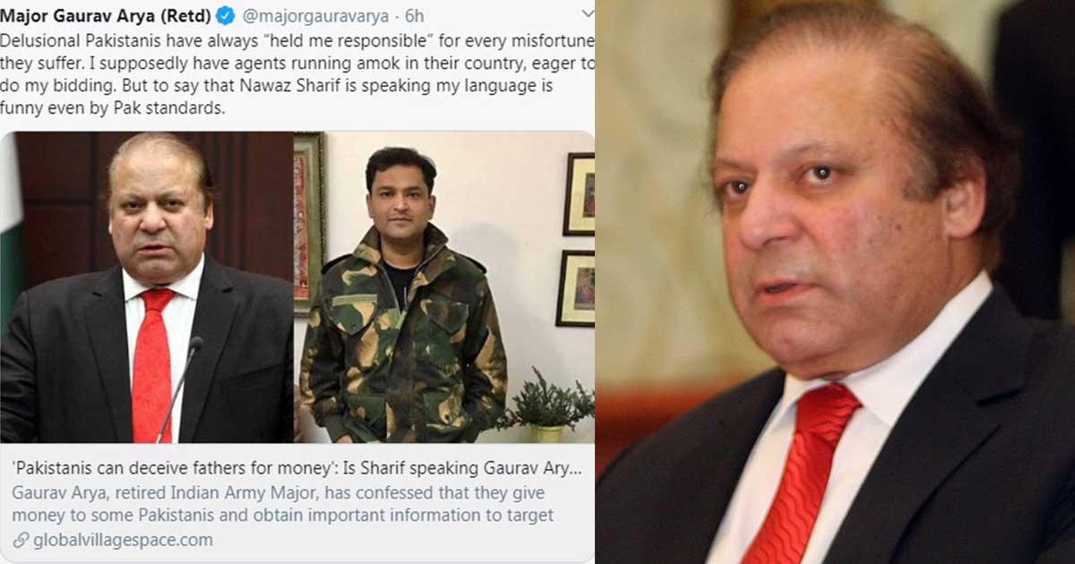 Former Indian army officer Gaurav Arya comes to Nawaz Sharif's aid in treason saga Former Indian army officer Gaurav Arya comes to Nawaz Sharif's aid in treason saga