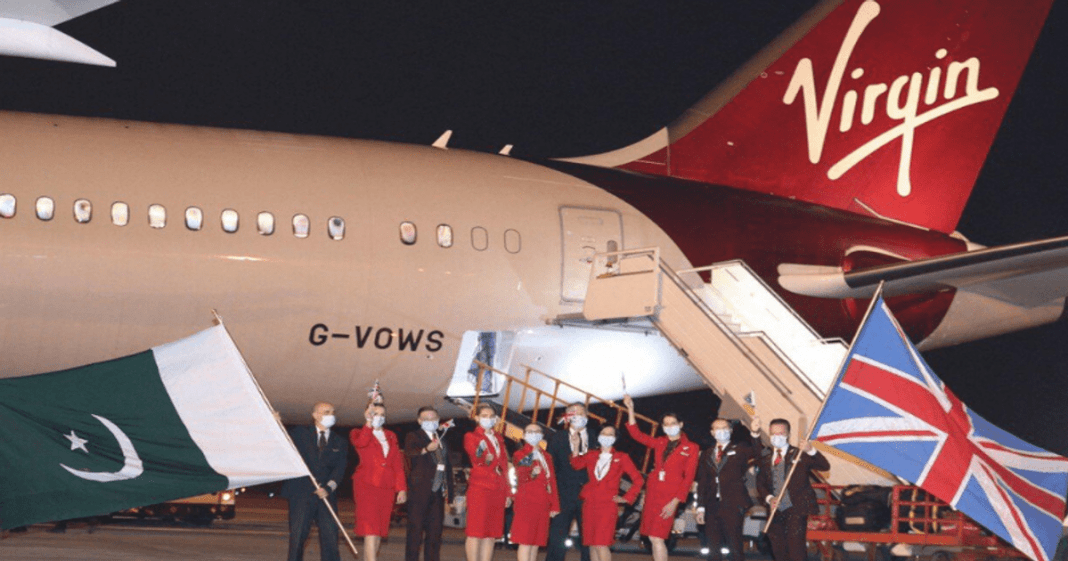 Virgin Atlantic flight lands at Lahore airport