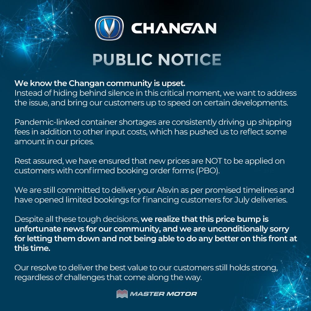 Changan Pakistan Statement