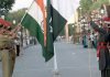 Pakistan and India Flag at wagha