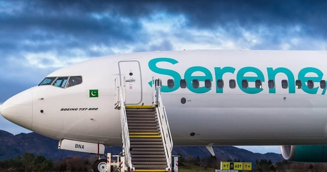 Serene aircraft standing in front of thundery sky