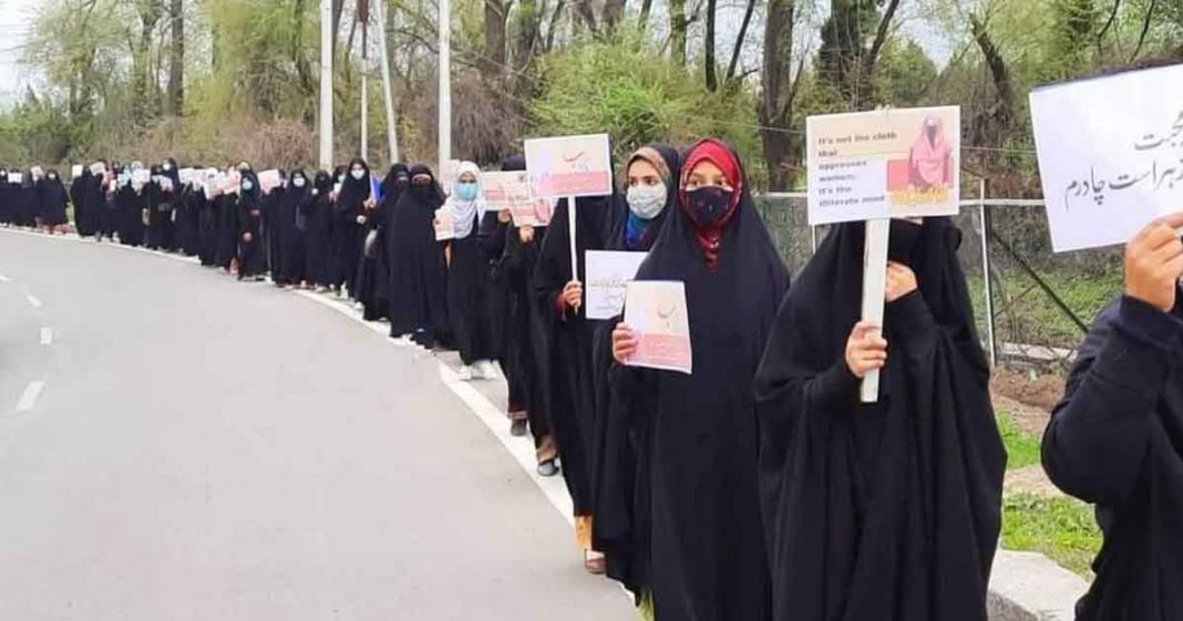 women protest against fashion show