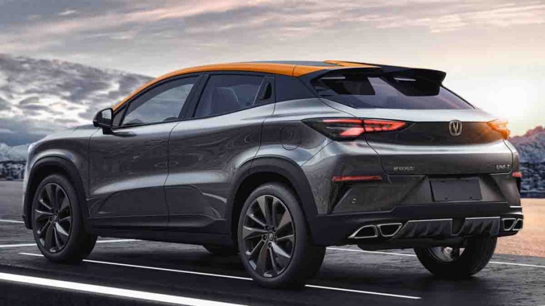 Shows Changan Uni T with a scenic background