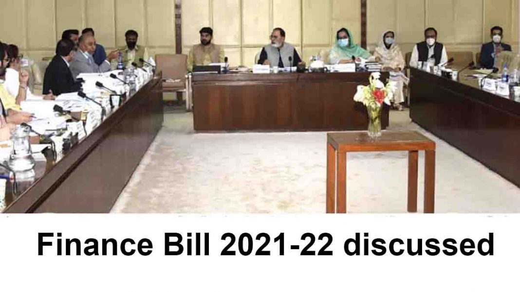 Picture Of Senate Standing Committee, with Finance Bill 2021-22 Discussed written on the bottom