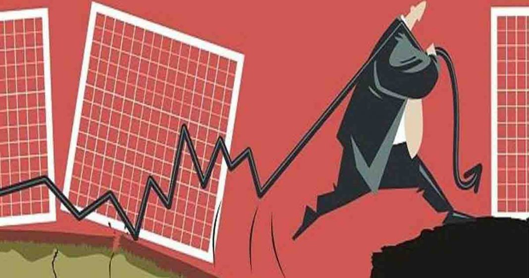 Shows a person representing government trying to carry an arrow forward as it twists and turns,