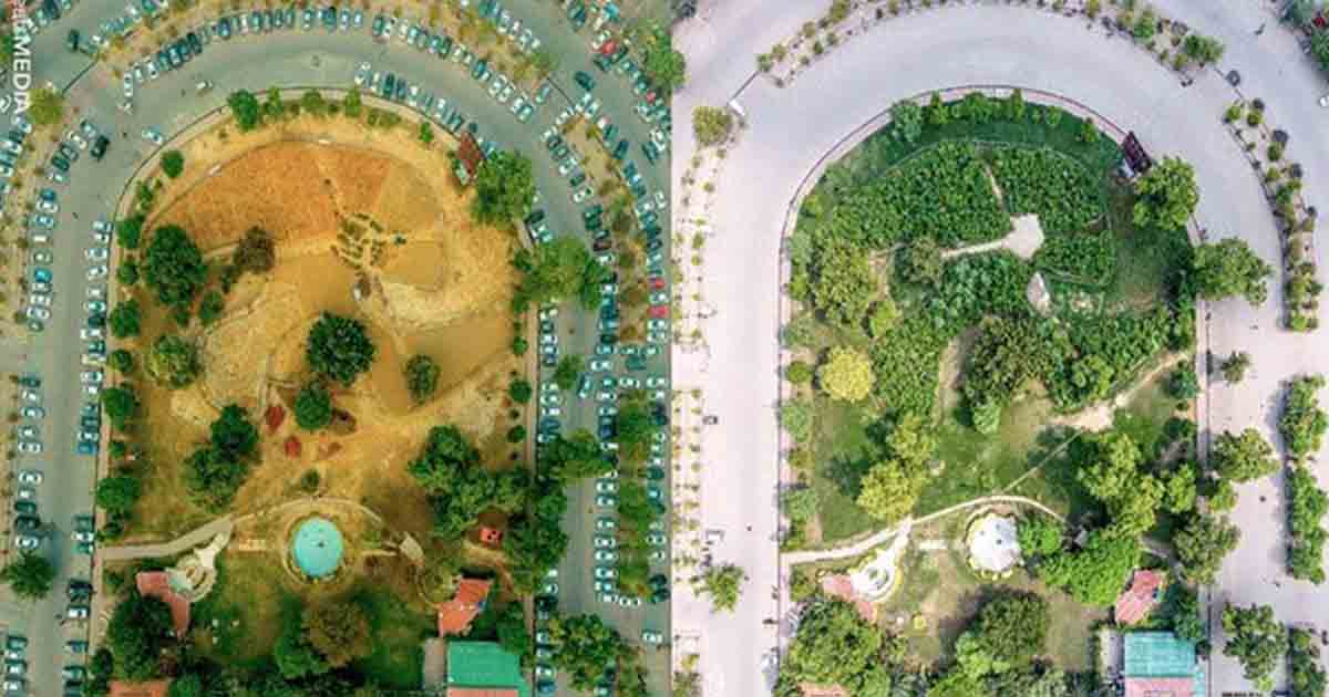 Lahore before and after urban forest plantation