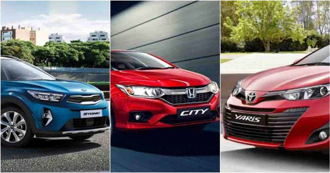 Shows KIA Stonic, Honda City, Toyota Yaris Collage