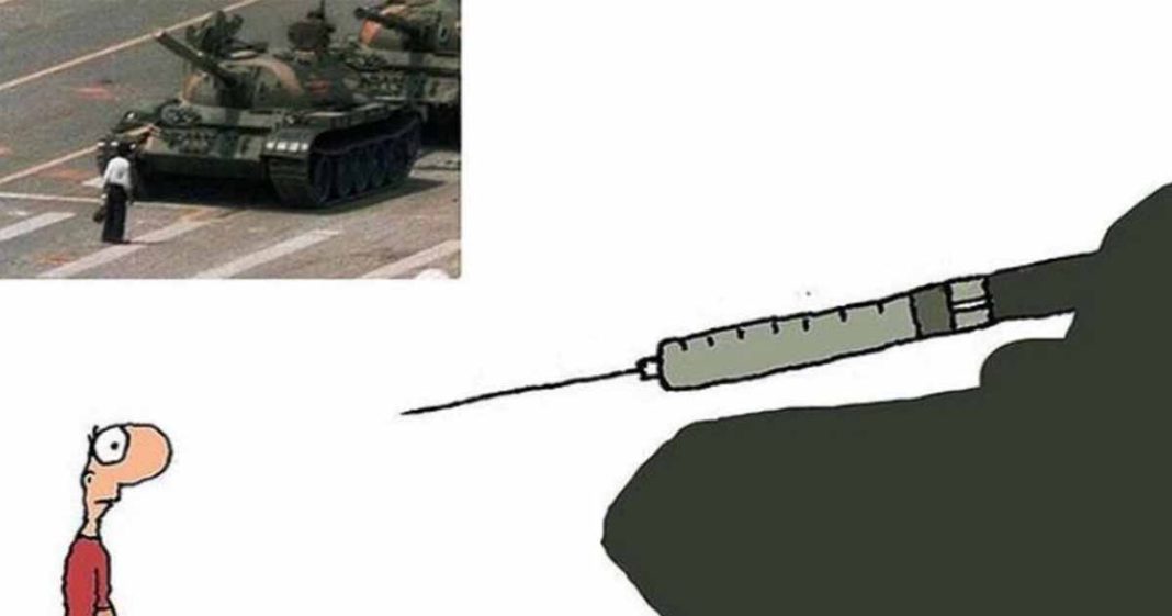 cartoonist comparing vaccine mandates