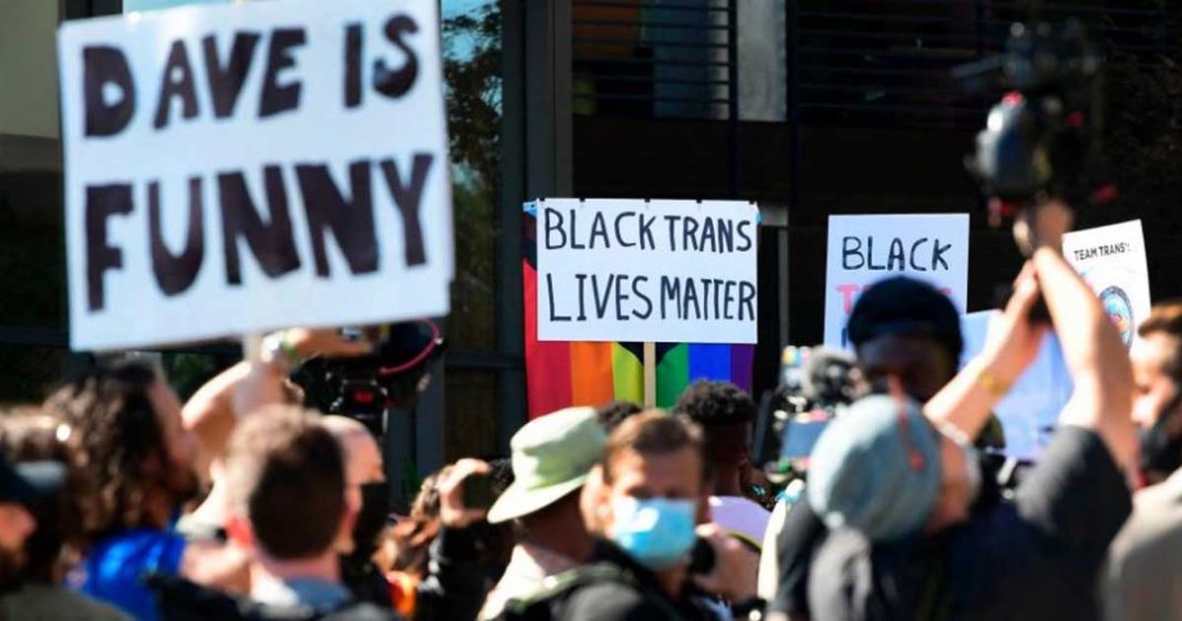 Protestors rally at Netflix