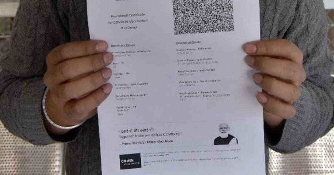 Modi face on vaccine certificate