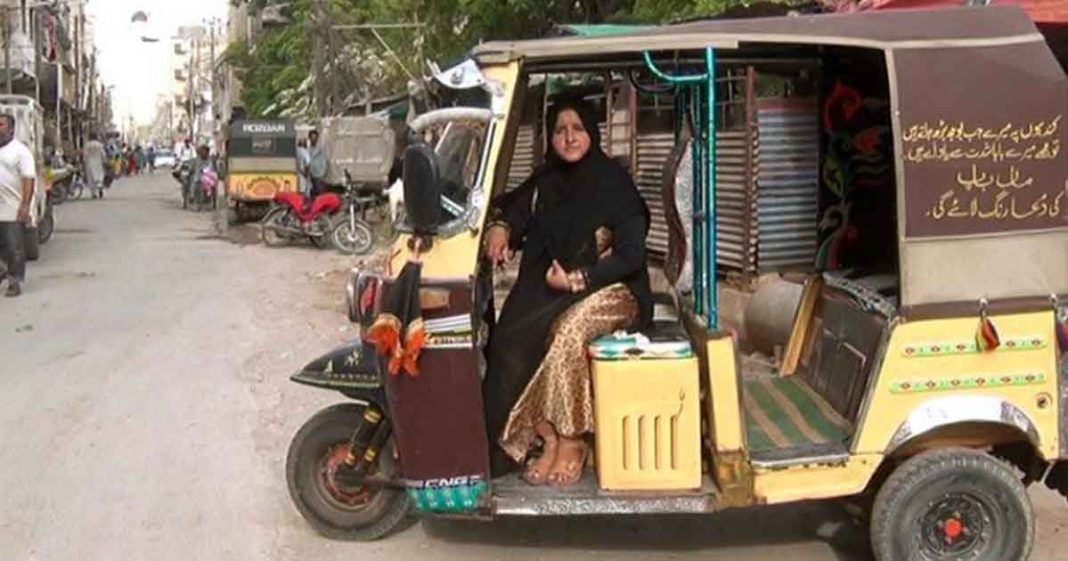 Girl drives rickshaw