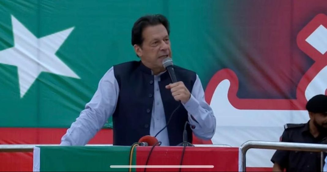 Imran Khan addresses a power show in Haripur