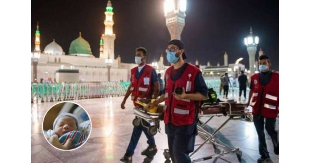 Woman gives birth mosque