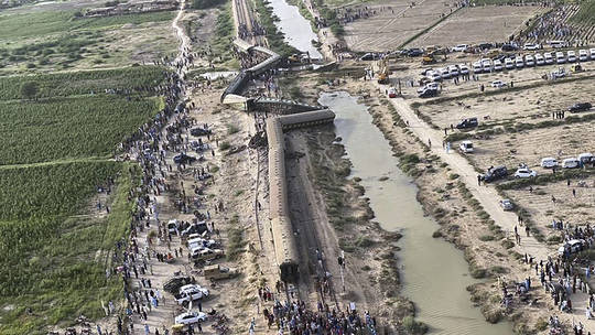 A train derailed in southern Pakistan
