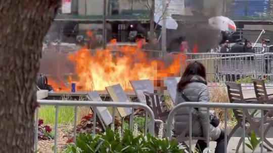 Man sets himself on fire outside Trump trial