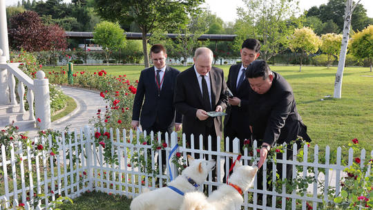 Kim presents Putin with rare dogs