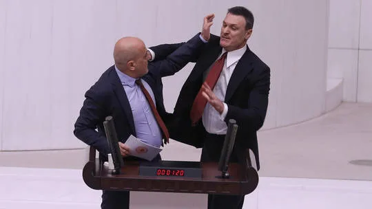 Fists fly in Turkish parliament