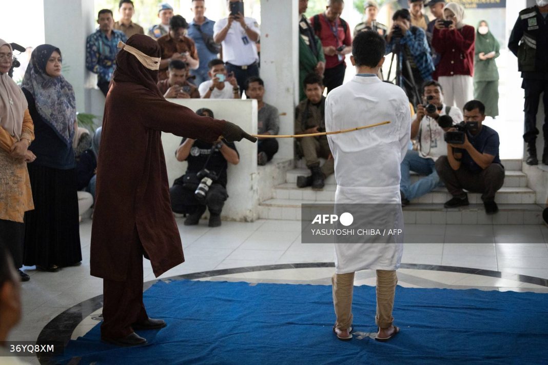 Two men publicly flogged in Indonesia