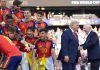 Trump Draws Criticism After Staying on Stage During Spain’s World Cup Trophy Celebration Trump World Cup